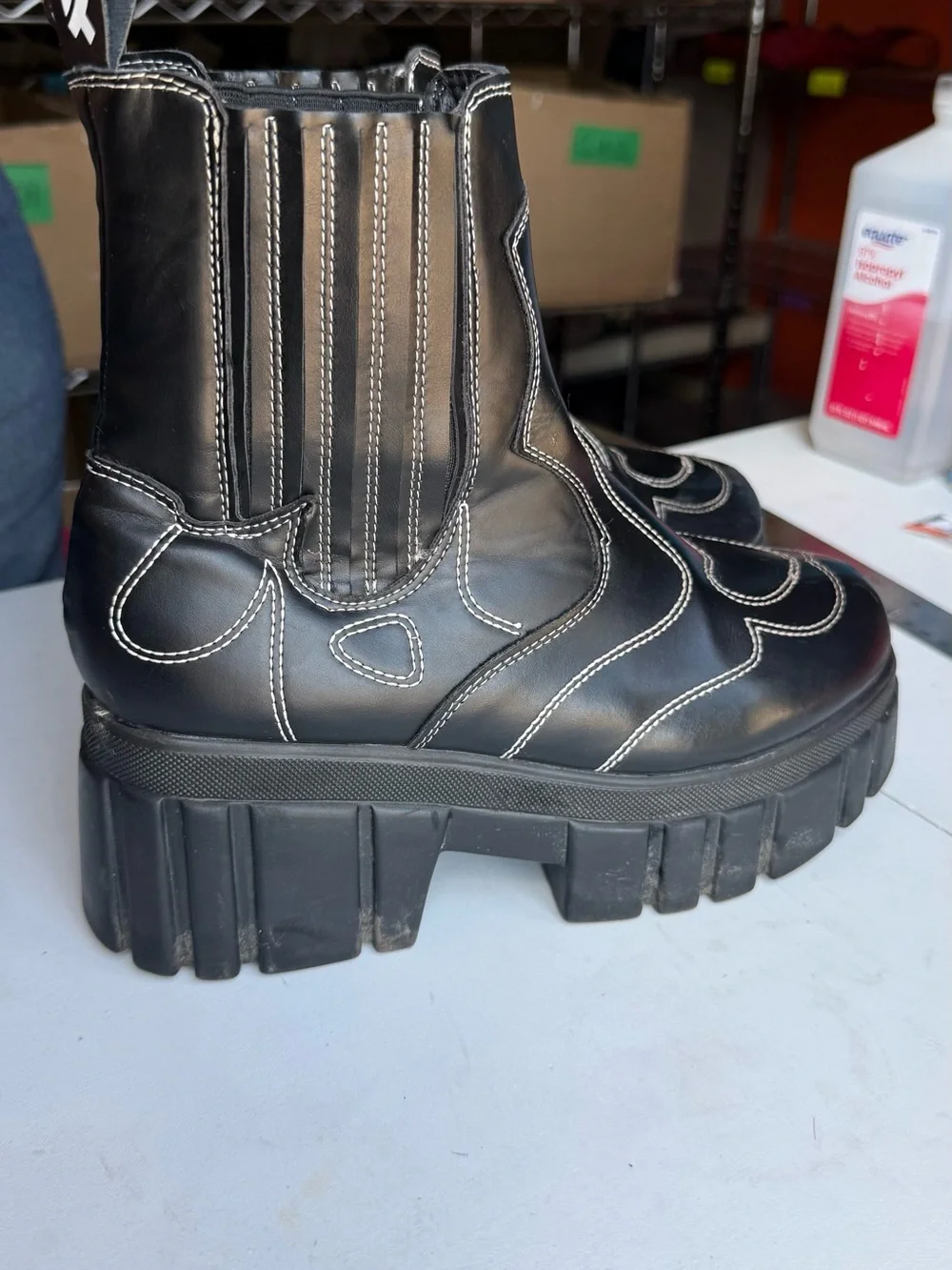 koi Black  Chunky Ankle Booties punk Gothic